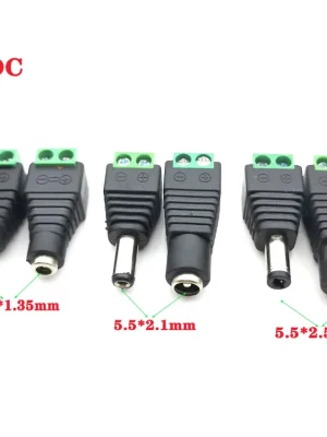 Male Female DC Power Plug Connector 2.1mm x 5.5mm 2.5mm x 5.5mm 1.35mm x 3.5mm Needn't Welding DC Plug Adapter 12V 24V For CCTV