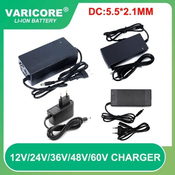 12V 24V 36V 48V60v 3 Series 6 Series 7 Series 10 Series 13 String 16s 18650 Lithium Battery Charger 12.6V 29.4V DC 5.5*2.1mm